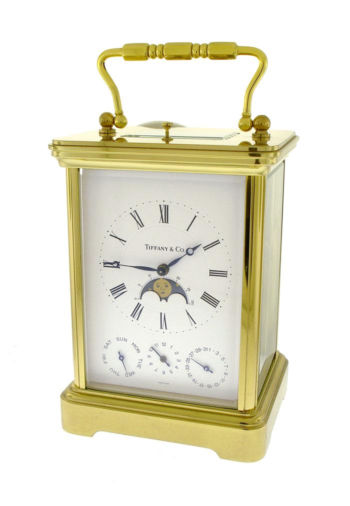 Tiffany & Co. Brass Day/Date Moonphase Carriage Clock 100 Authentic eBay