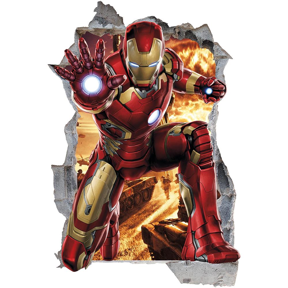 IRON MAN 3D WALL STICKER SMASHED BEDROOM Avengers Removable KIDS DECAL Hero eBay