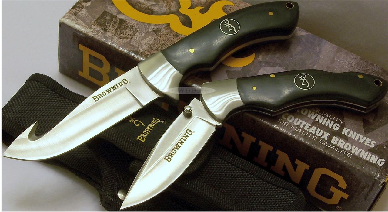 Browning Guthook & Lockback Skinning Hunter Hunting Knife Combo Set w