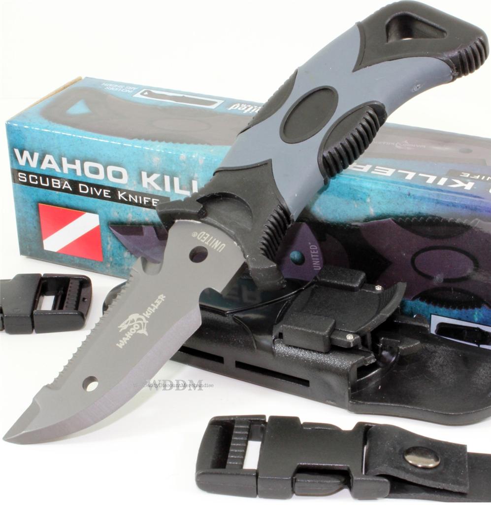 United Wahoo Killer Scuba Divers Diving Knife + Leg/Arm Straps