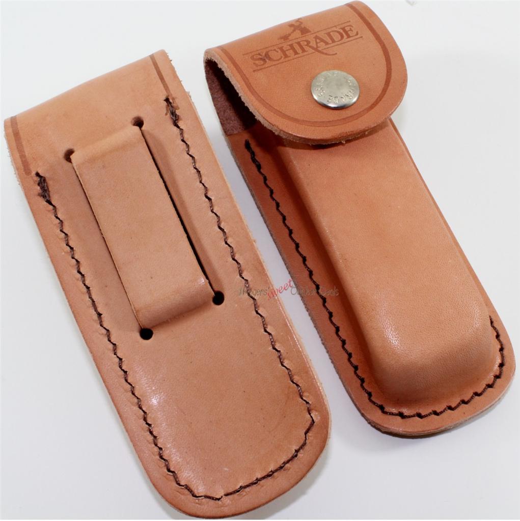 USA Schrade Old Timer Leather Belt Sheath Skinning Hunting Folding Pocket Knife