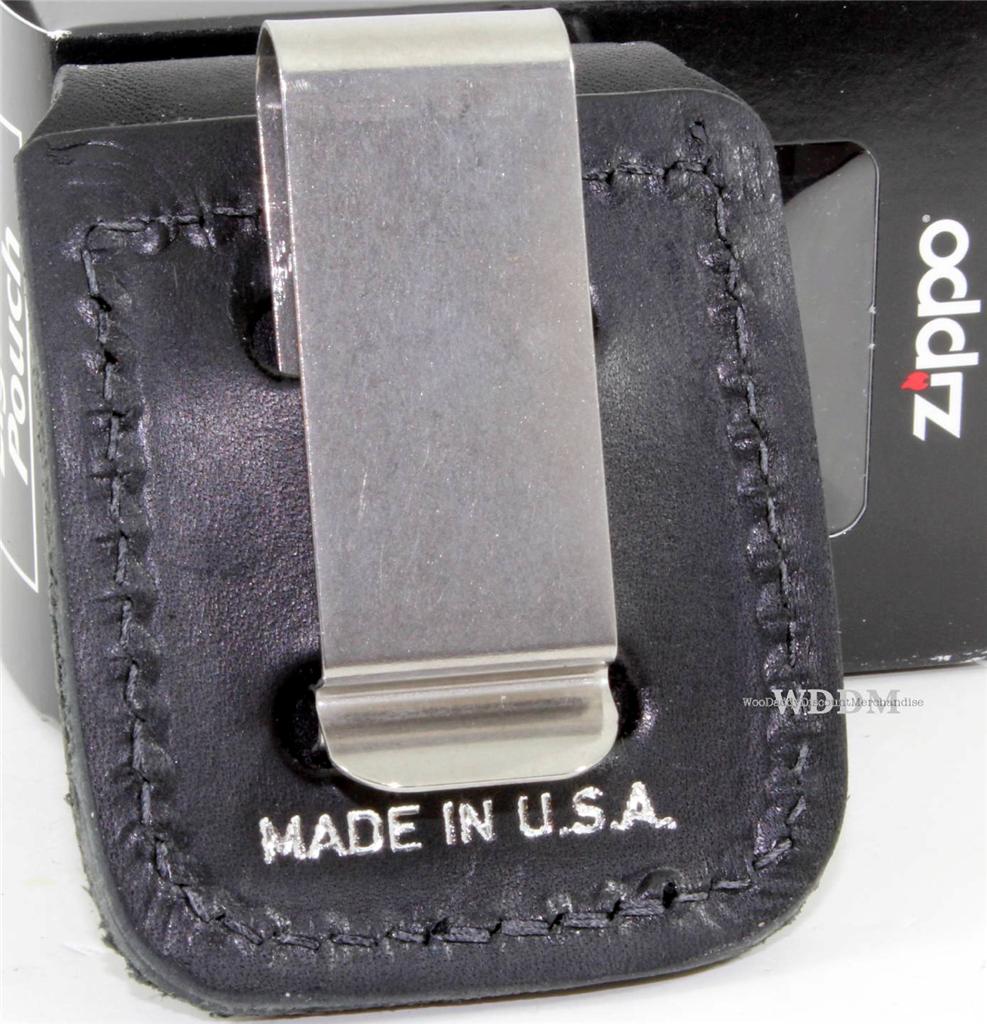 Zippo Black Leather Lighter Pouch/Case/Holder w/Belt/Boot Clip Made In