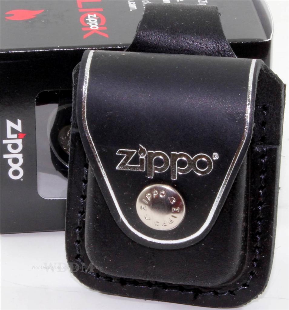 Zippo Black Leather Lighter Pouch/Case/Holder Belt Loop Sheath Made In