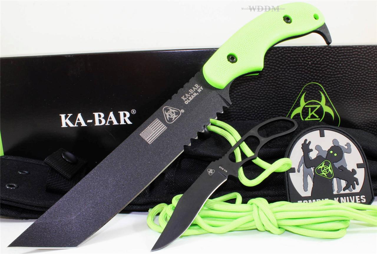 KABAR USA Zombie Famine Green Apocalypse Tanto Tactical Combat Knife