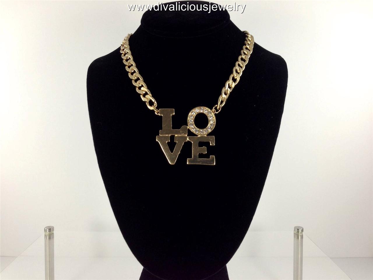 Crystal Brotherly LOVE Square Philly Bling Diva Necklace Gold or