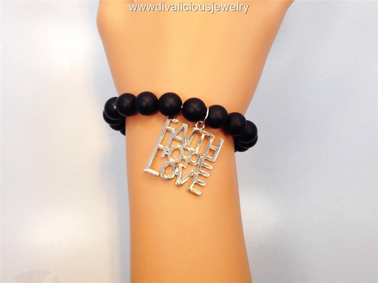 FAITH HOPE LOVE Statement Elastic Bead Diva Bracelet 4 Colors eBay