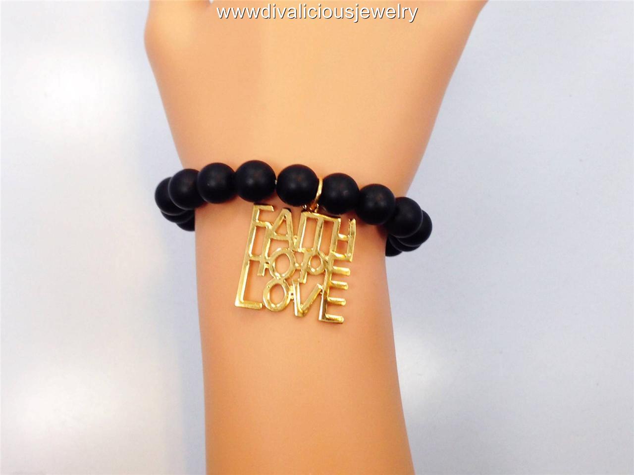 FAITH HOPE LOVE Statement Elastic Bead Diva Bracelet 4 Colors eBay