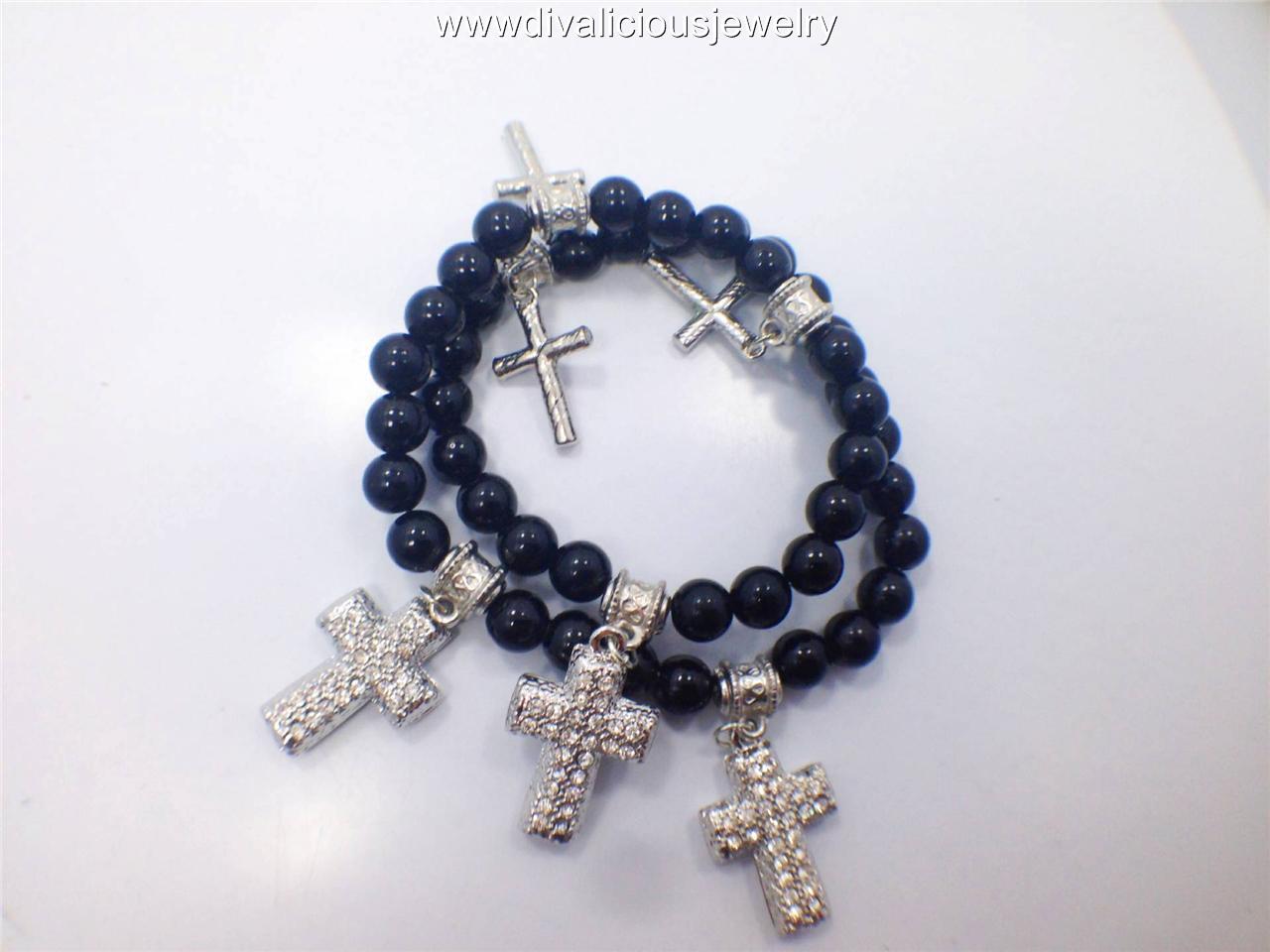 cross Crystal Diva Bead Colors Wrap about charm bracelet Multi Cross 3 Bracelet multi Charm cross Crystal Diva Bead Colors Wrap about charm bracelet Multi Cross 3 Bracelet multi Charm