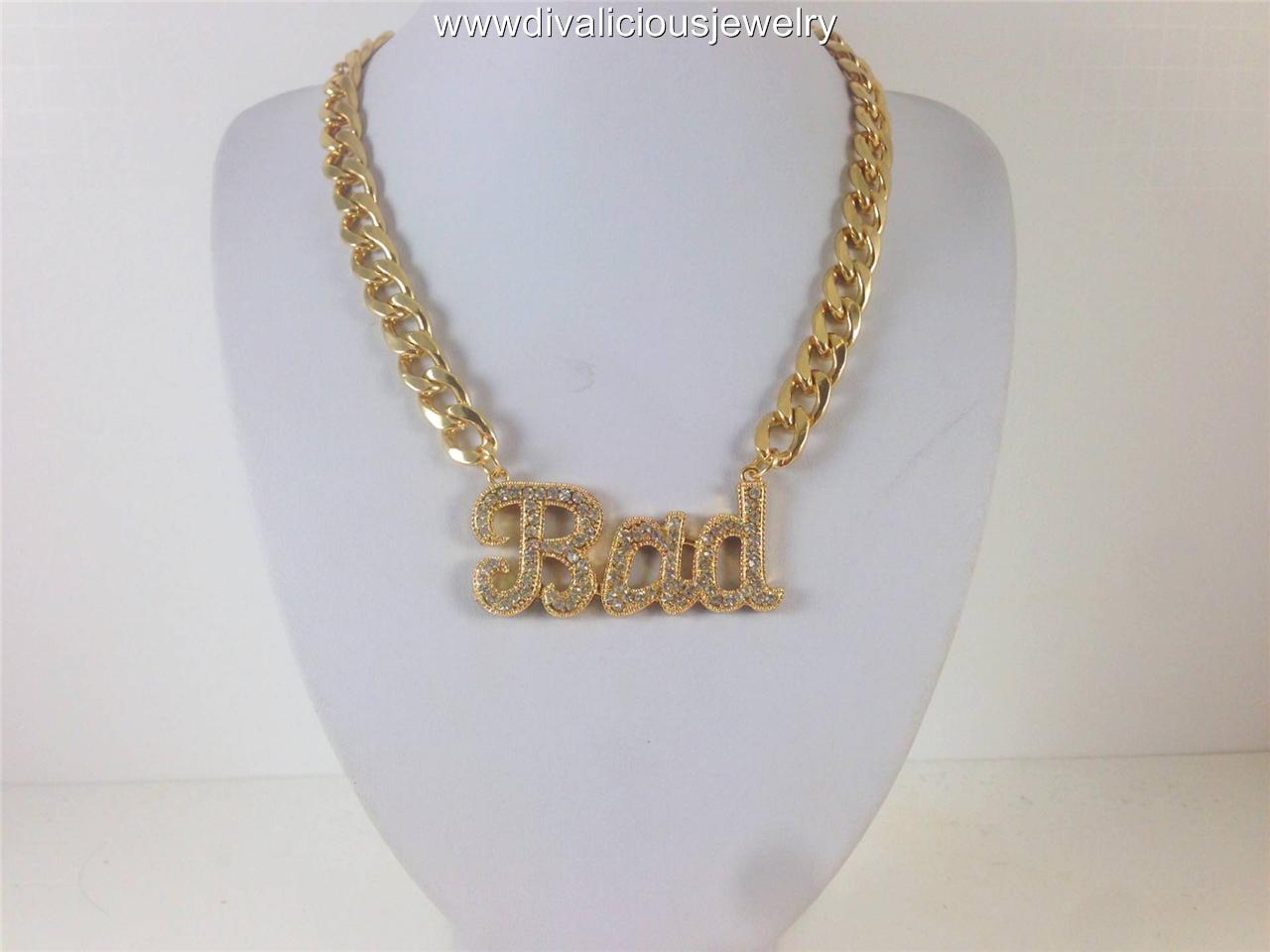 Crystal BAD Girl Riri Bling Diva Necklace Gold or Silver eBay