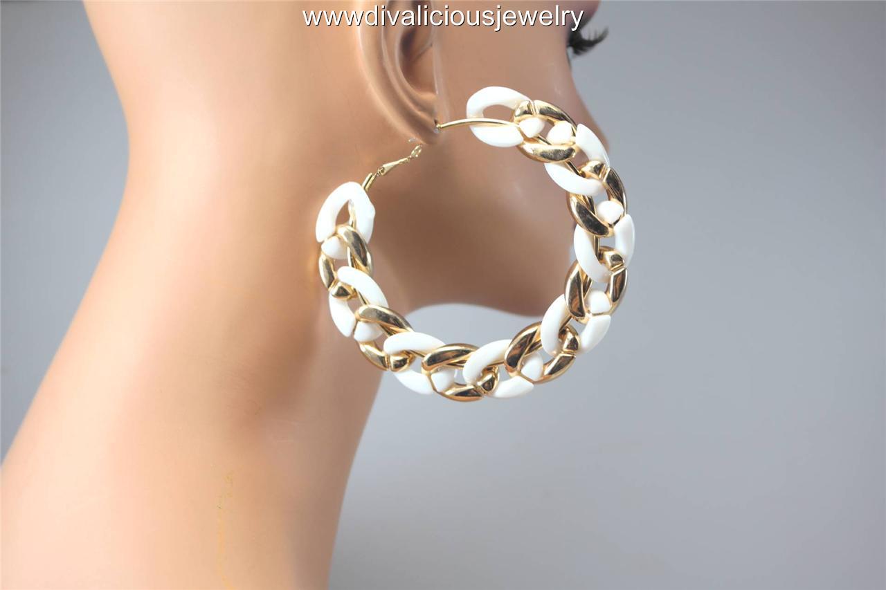 Jumbo Chain Link Lightweight Diva Hoop Earrings 4 Colors Ebay Jumbo Chain Link Lightweight Diva Hoop Earrings 4