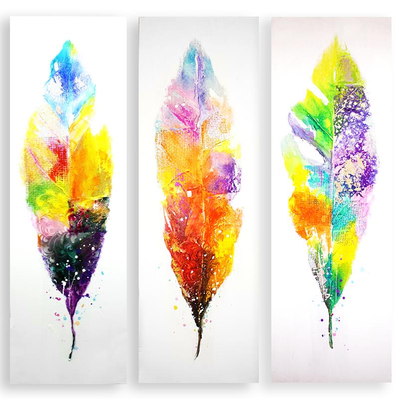 150x50 CM Large Multi Color Feather Oil Painting Canvas Prints Wall Decor