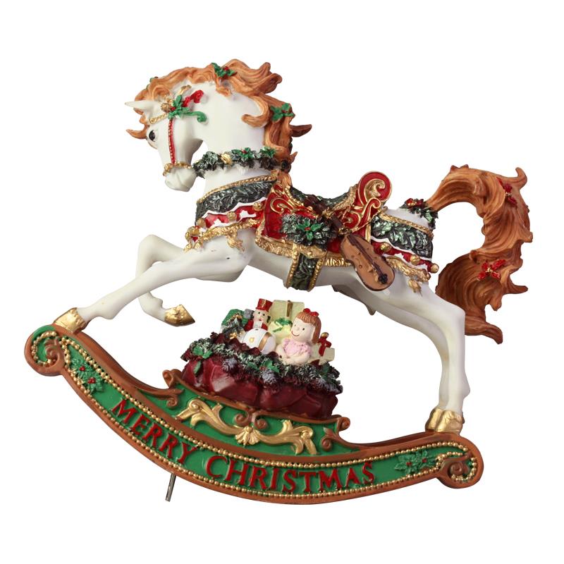 Musical Christmas Rocking Horse Music Box Xmas Decoration Home Gift
