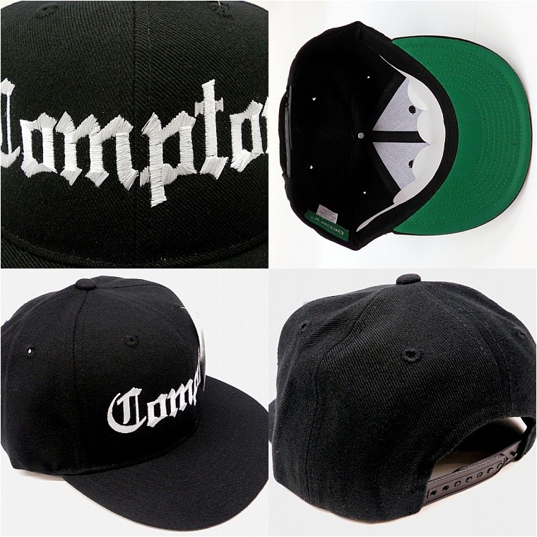New Black Compton Flat Bill Snap Back Baseball Cap Hat, eazy e