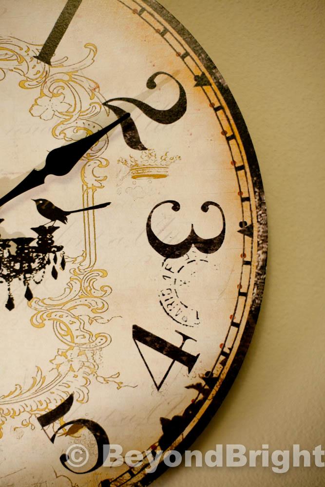 French Provincial Wall Clock Vintage Chic Shabby Wood Chandelier 34cm