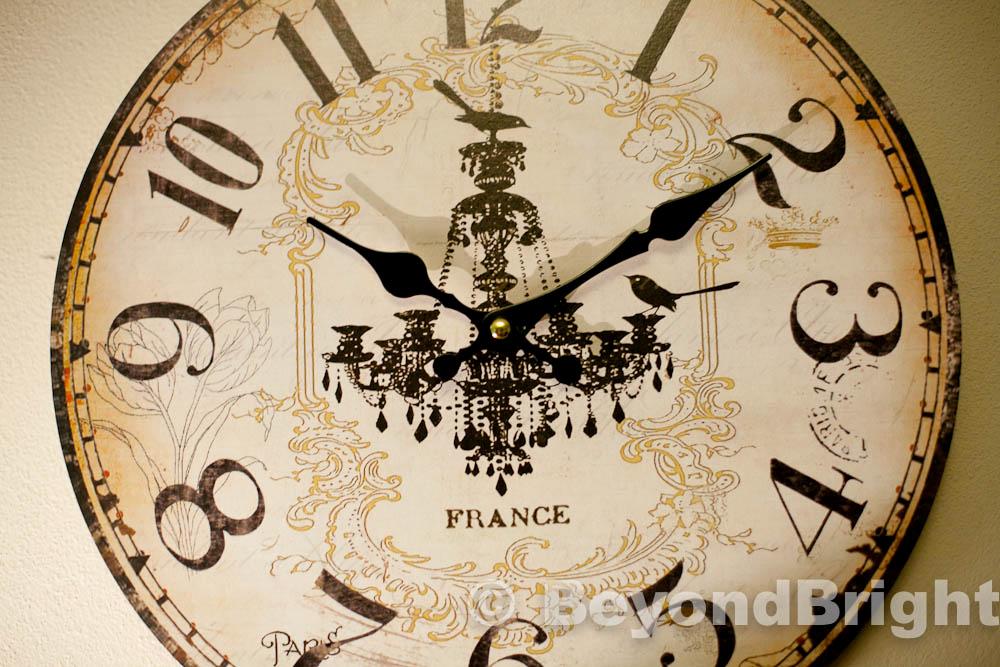 French Provincial Wall Clock Vintage Chic Shabby Wood Chandelier 34cm