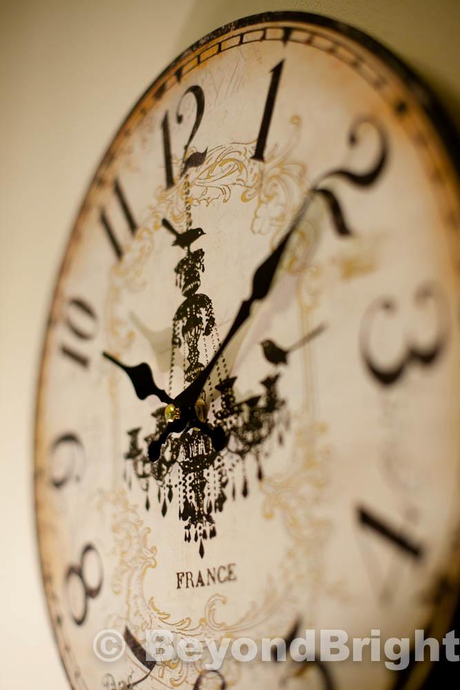 French Provincial Wall Clock Vintage Chic Shabby Wood Chandelier 34cm