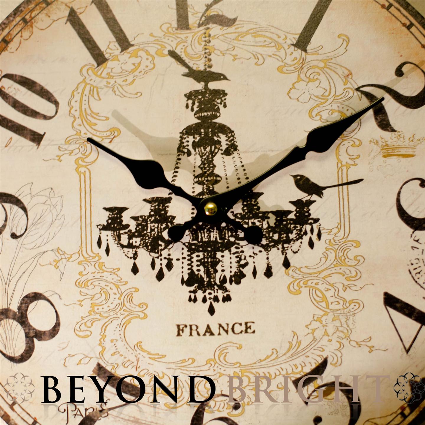 French Provincial Wall Clock Vintage Chic Shabby Wood Chandelier 34cm