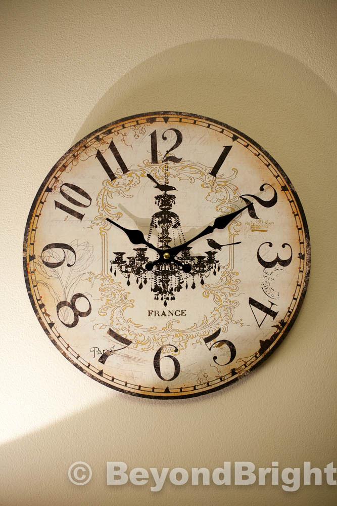 French Provincial Wall Clock Vintage Chic Shabby Wood Chandelier 34cm