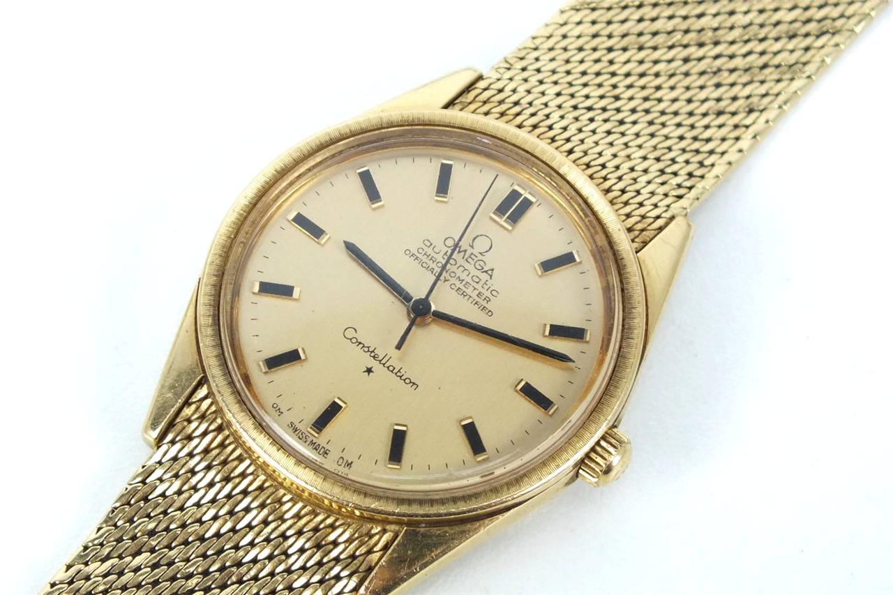 Solid Gold Omega Watch Constellation Mens 18K Wristwatch eBay