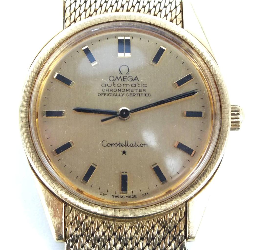 Solid Gold Omega Watch Constellation Mens 18K Wristwatch eBay