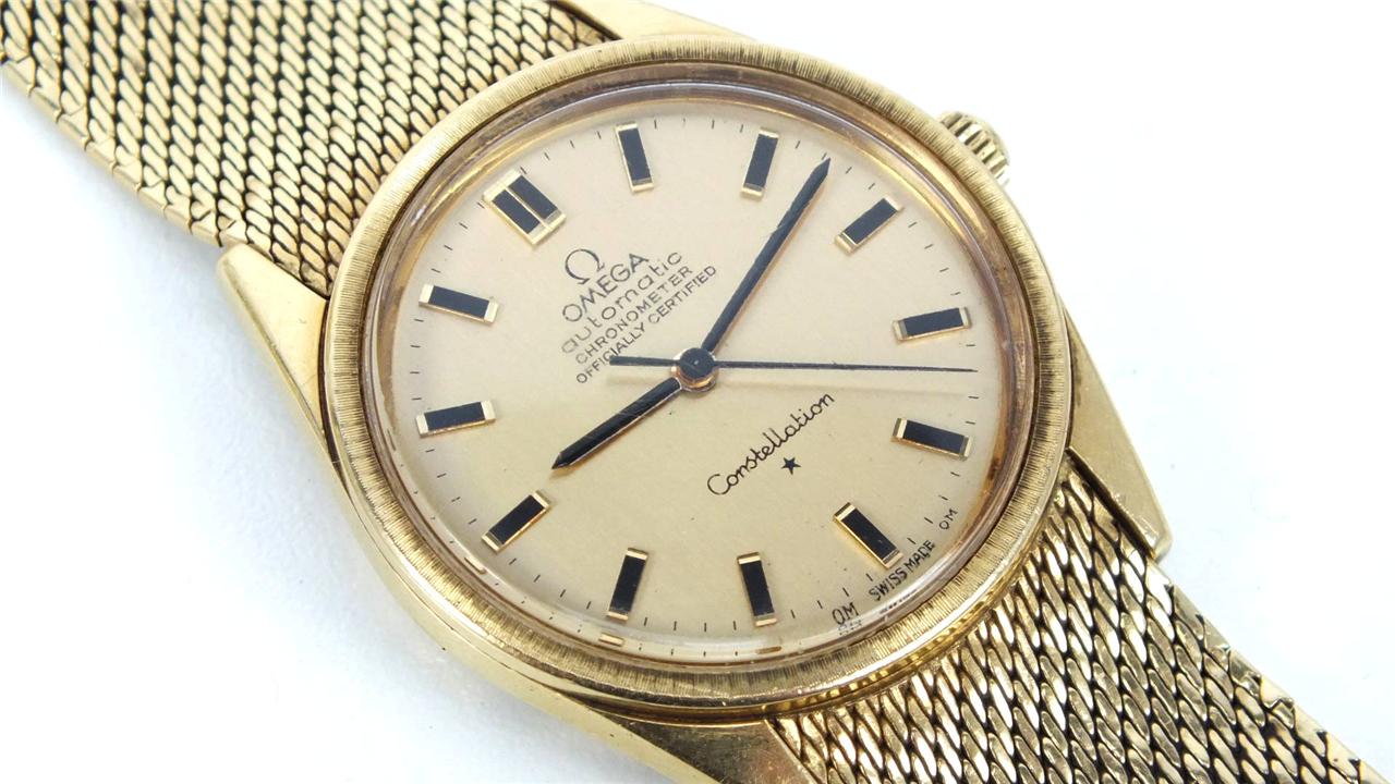 Solid Gold Omega Watch Constellation Mens 18K Wristwatch eBay