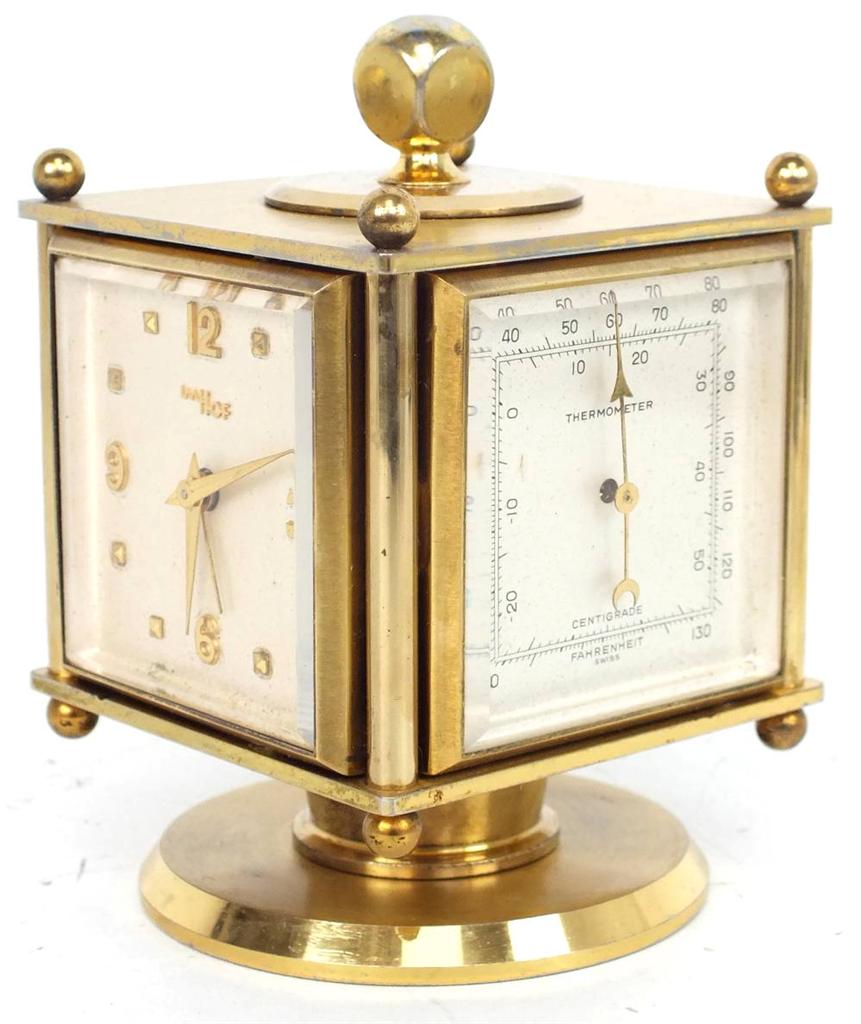 Antique Desk Clock Imhof Barometer Clock Weather Station eBay