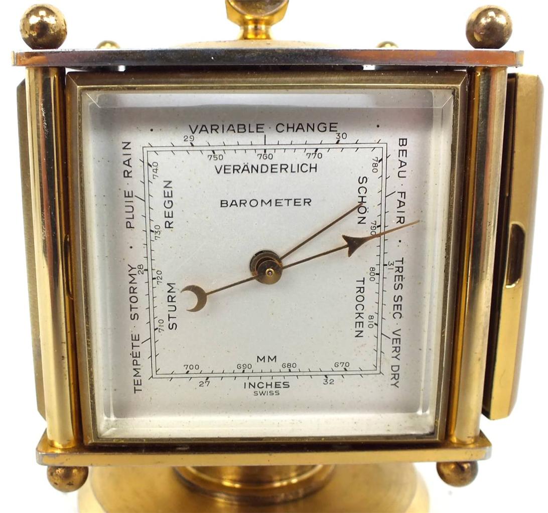 Antique Desk Clock Imhof Barometer Clock Weather Station eBay