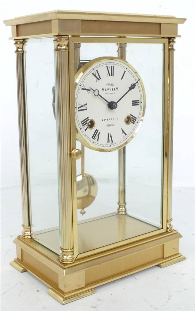 Vintage Clocks Sewills 4 glass Clock Liverpool English Mantel Clock