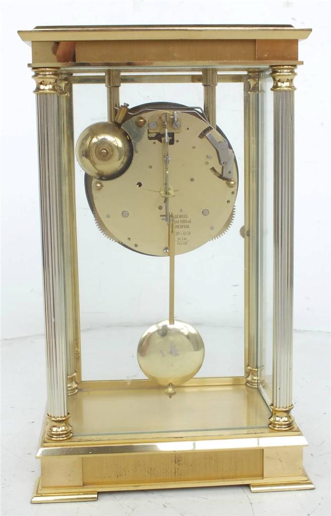 Vintage Clocks Sewills 4 glass Clock Liverpool English Mantel Clock