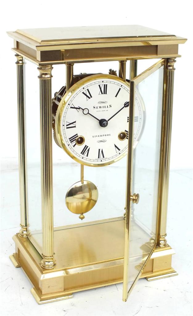 Vintage Clocks Sewills 4 glass Clock Liverpool English Mantel Clock