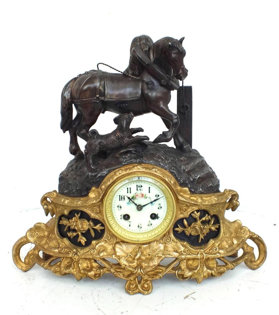 Horse Mantel Clock Figural clock Antique Clocks eBay