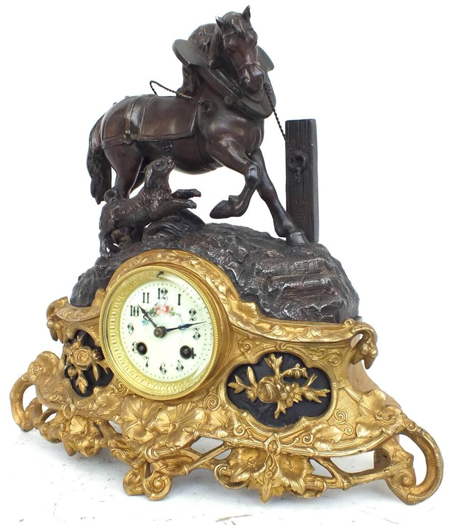 Horse Mantel Clock Figural clock Antique Clocks eBay