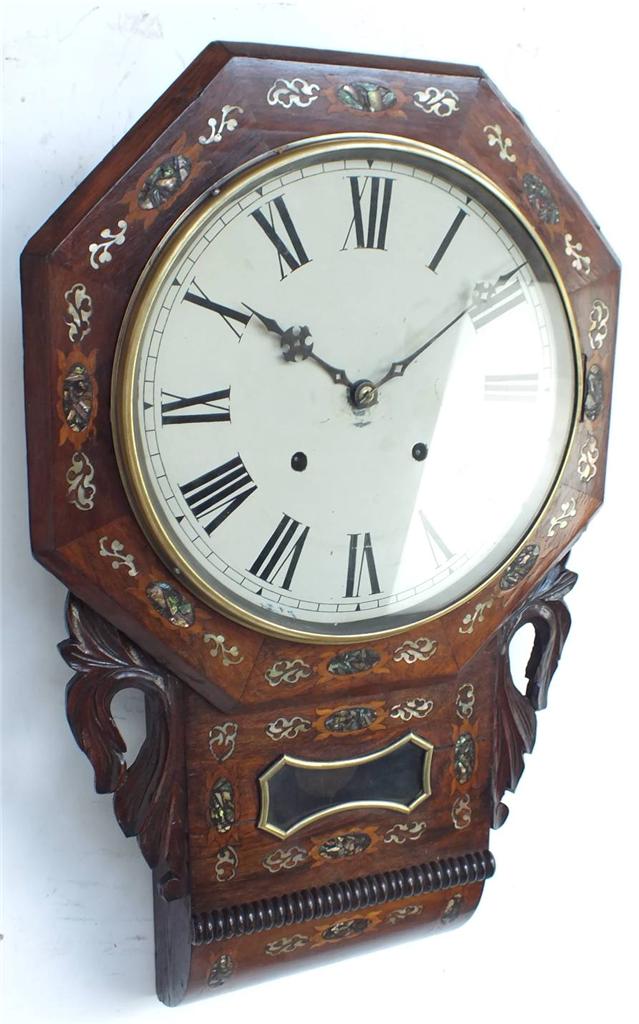 Kitchen Wall Clock Drop Dial Walnut Clock Antique Clocks eBay