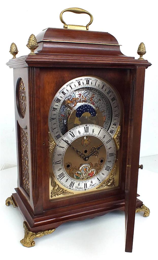 Calendar & Zodiac Clock Musical Walnut Bracket Clock Christiaan