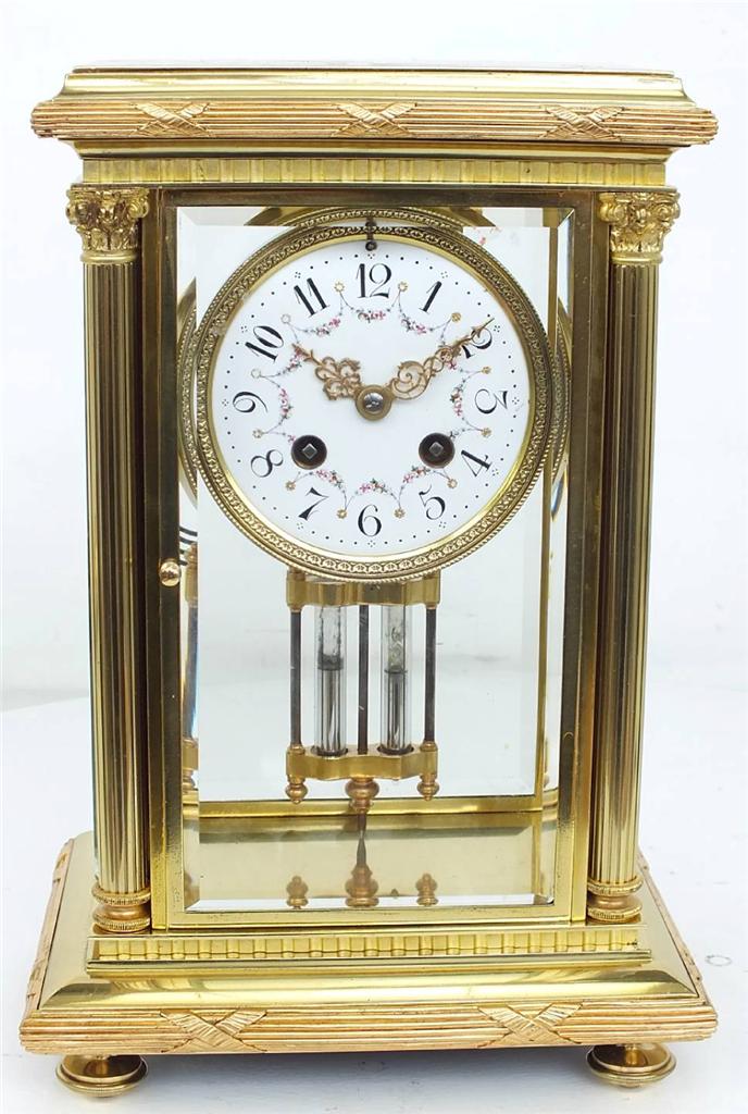Tiffany & Co Mantel Clock French Ormolu 4 Glass Clock Antique