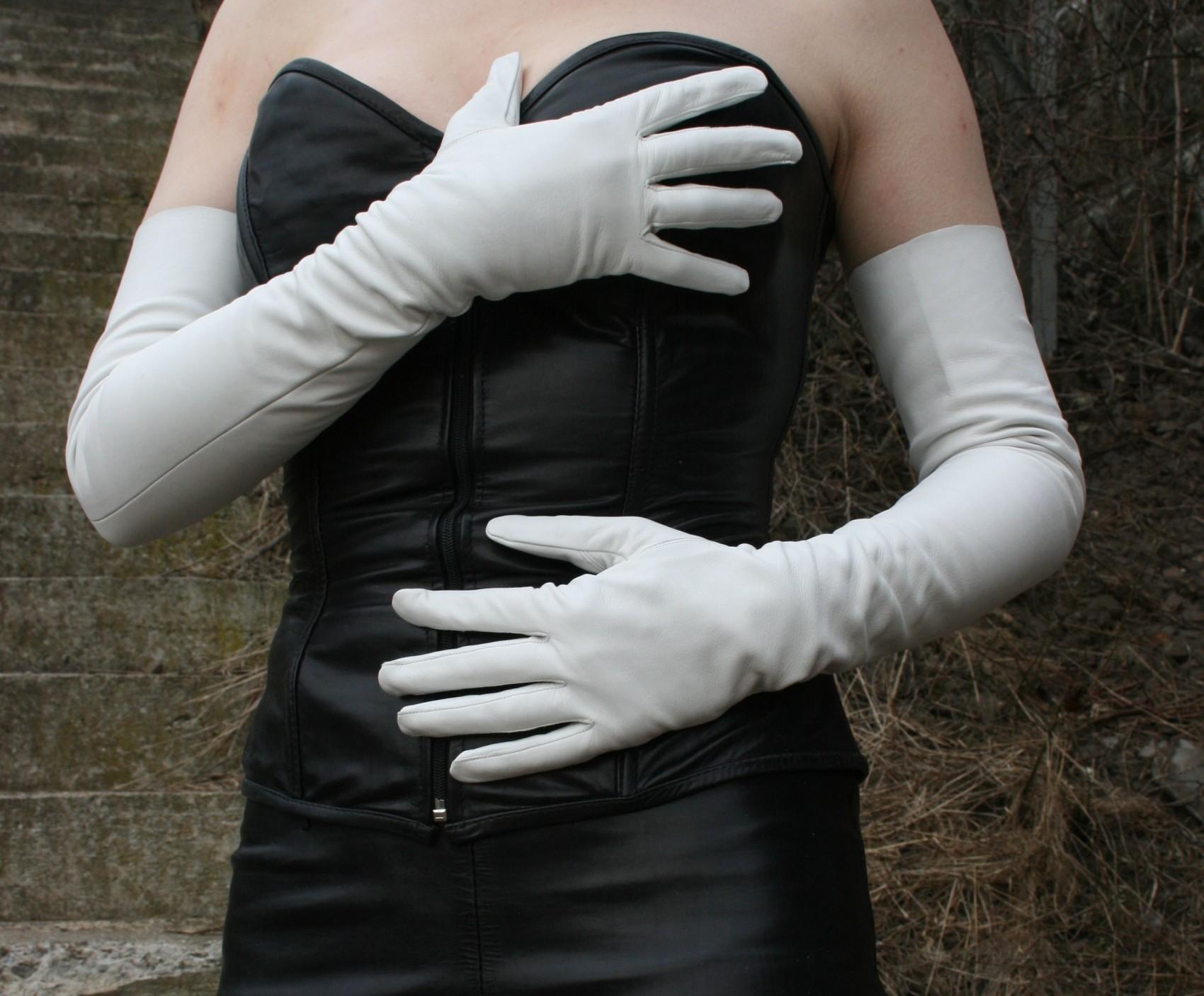 25'' (64 cm) long white leather opera gloves size 7,5'' eBay