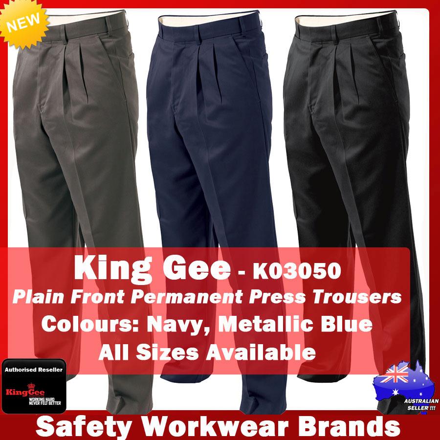 King GEE Pleat Front Permanent Press Pants Trousers Work Black Slate