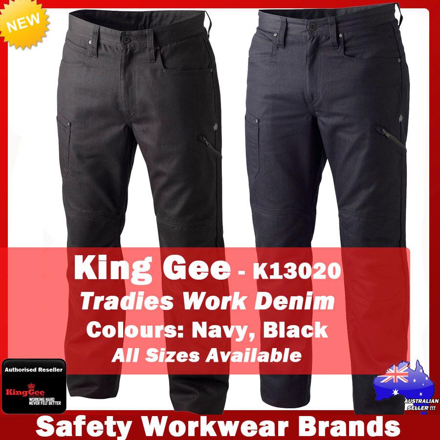 King GEE Tradies Work Denim Causal Trousers Jeans Work Wear Black Navy