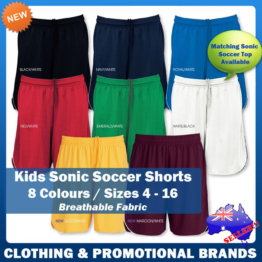 Kids Sonic Soccer Shorts Football Sports Boys Unisex Girls Size 4 16