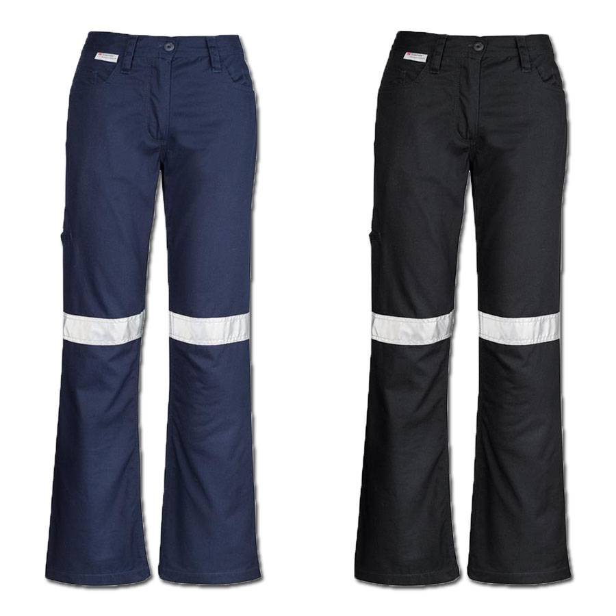 Ladies Cotton Drill Reflective Tape Work Pants Utility Size 8 24 Womens