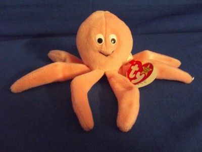 Ty Beanie Babies Original "Inky" Squid With Display Case