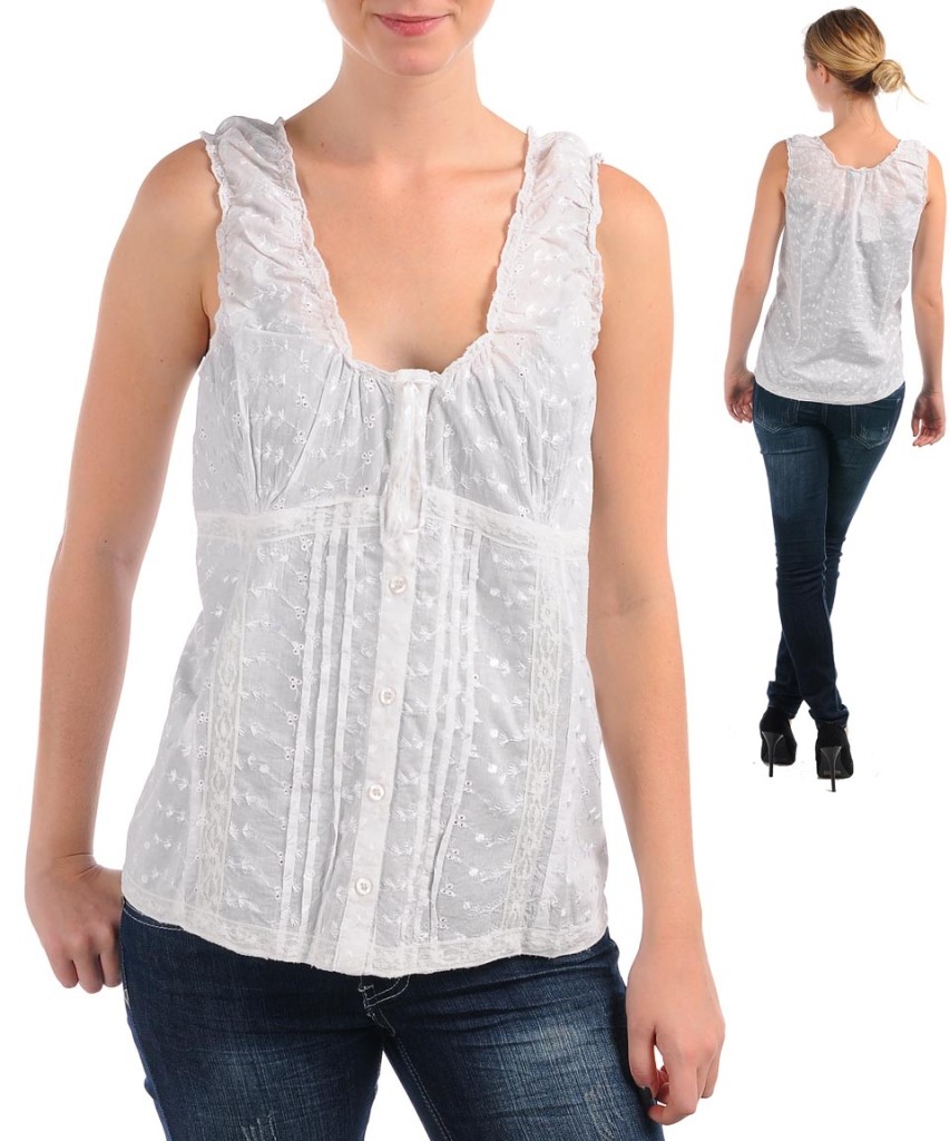 eyelet womens tops