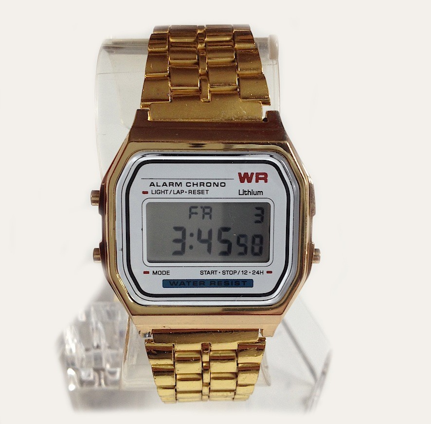 gold retro digital watch