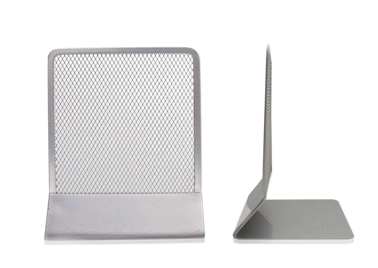 Pair Of Heavy Duty Metal Mesh Silver Bookends Book Ends eBay