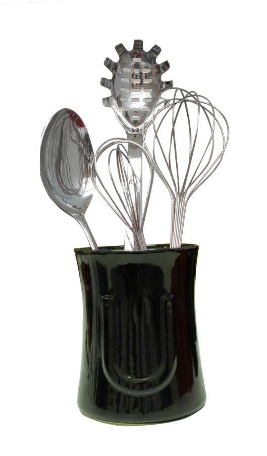 Ceramic Tea Coffee Sugar Utensil Jar Set & Bread Bin in Black Red