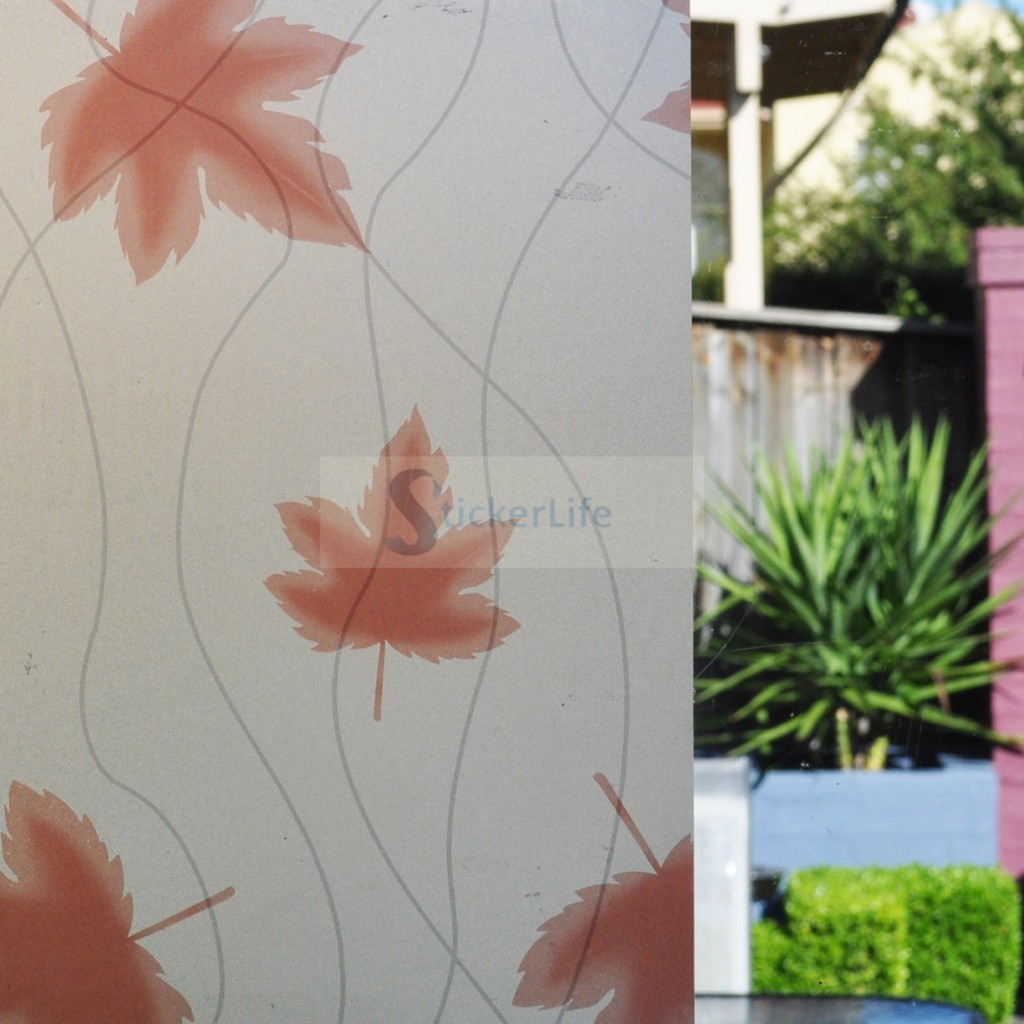 90cm x 5m Autumn Leaves Privacy Frosted Frosting Removable Window Glass