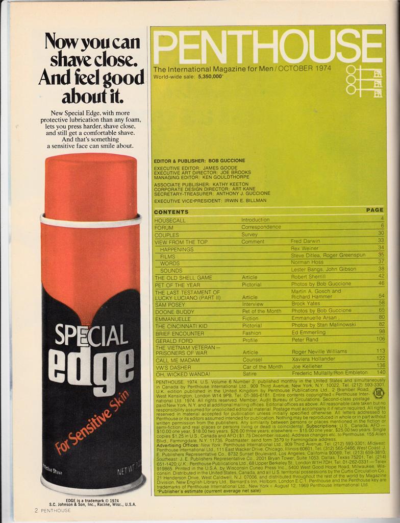 Penthouse Oct. 1974 Pet Of The Year Avril Lund Laura Doone Lucky