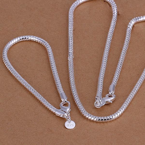 FASHION SILVER JEWELRY SET CURB/FIGARO/ROPE/BEADS/SNAKE CHAINS BRACELET/NECKLACE | eBay