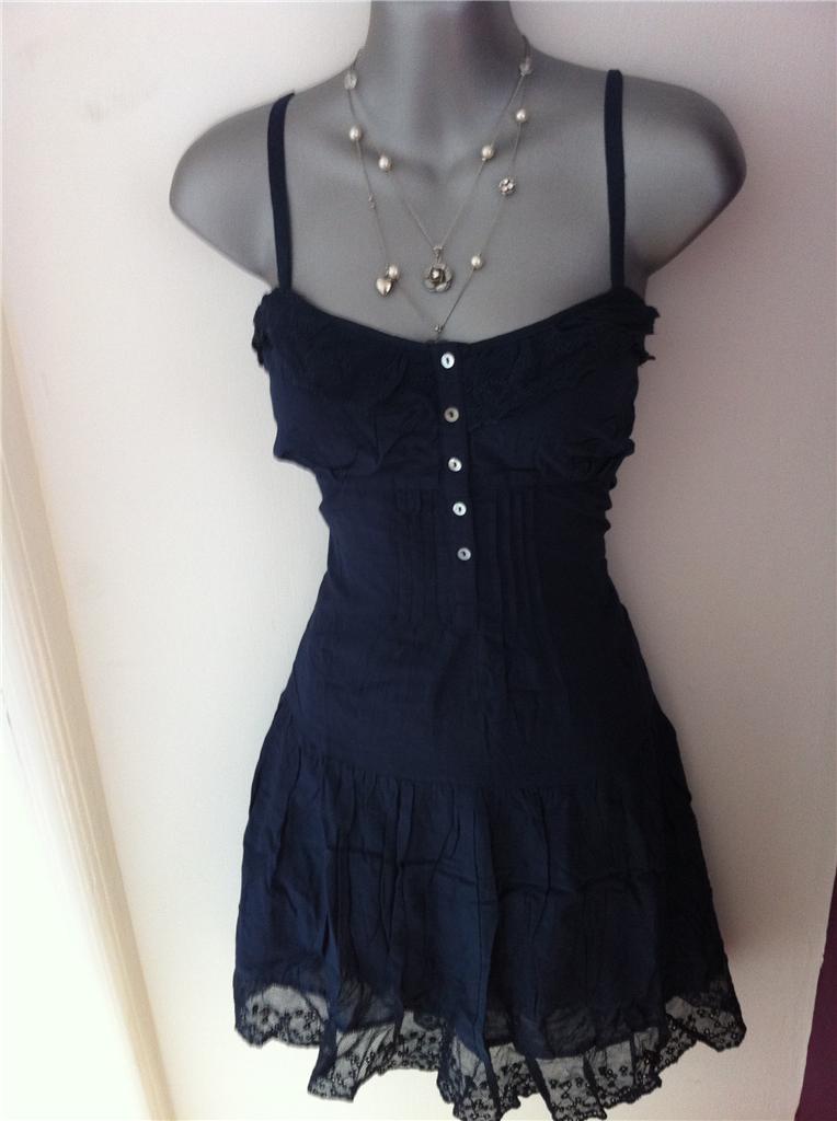 * RIVER ISLAND * Gorgeous Navy Blue Sun Dress * Summer * New * Sizes 12