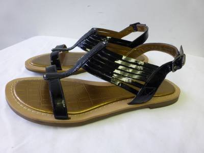 Clarks black patent leather SANDALS shoes flats Tige De Cuir 6.5 M